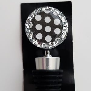 GLITTER BLACK POLKA DOT WINE STOPPER
